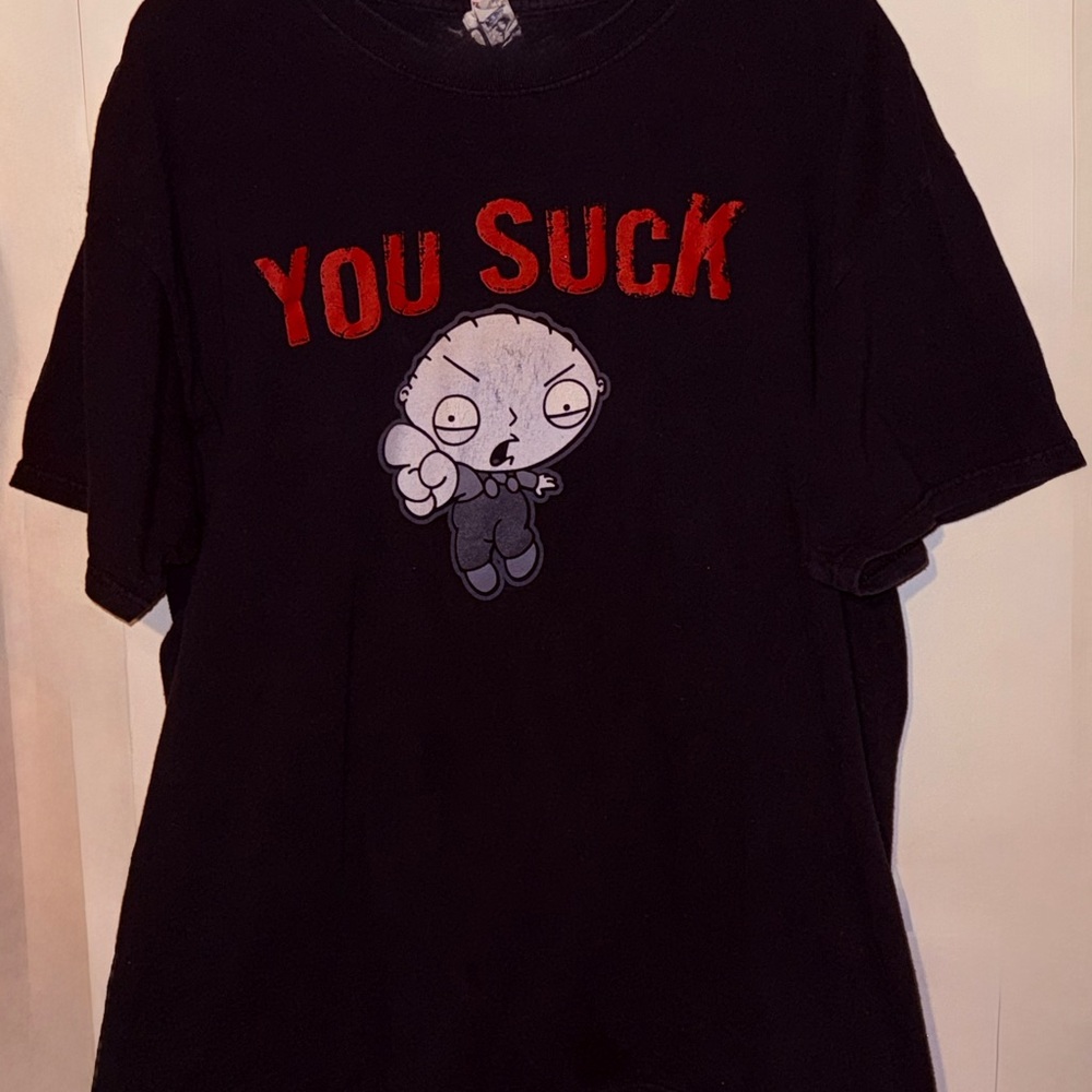 Vintage Family Guy Stewie "You Suck" Tee XL Black